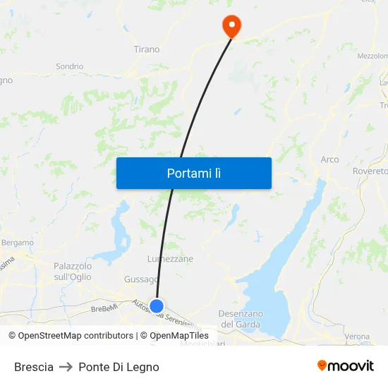 Brescia to Ponte Di Legno map