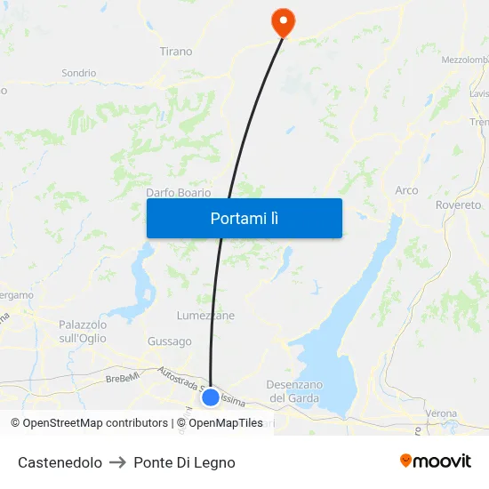 Castenedolo to Ponte Di Legno map