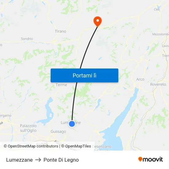 Lumezzane to Ponte Di Legno map