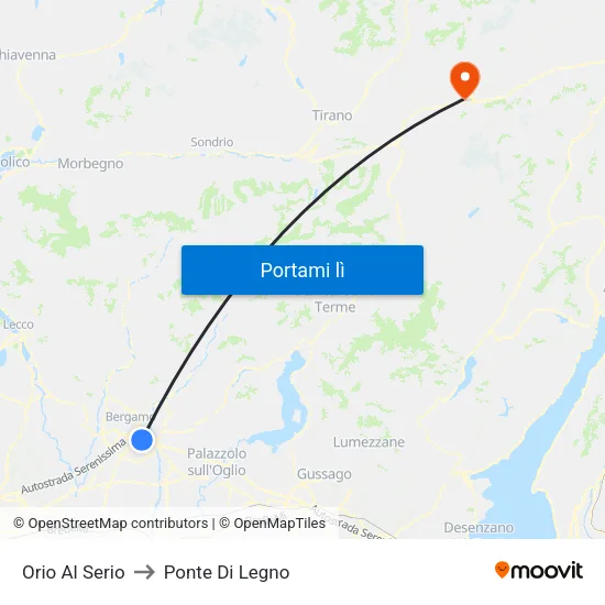 Orio Al Serio to Ponte Di Legno map
