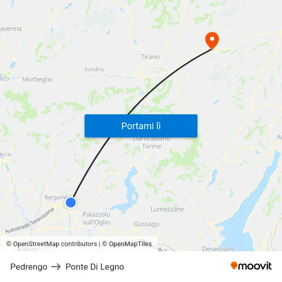 Pedrengo to Ponte Di Legno map