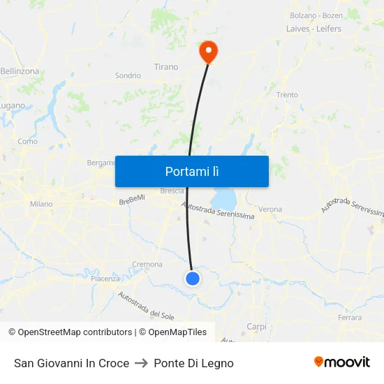 San Giovanni In Croce to Ponte Di Legno map