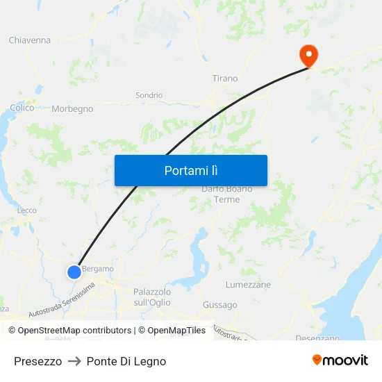 Presezzo to Ponte Di Legno map