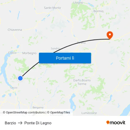 Barzio to Ponte Di Legno map