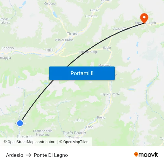 Ardesio to Ponte Di Legno map