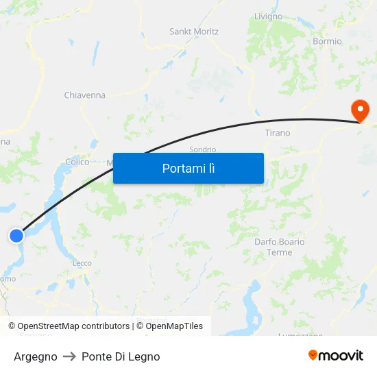 Argegno to Ponte Di Legno map