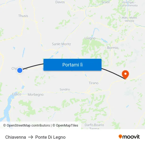 Chiavenna to Ponte Di Legno map