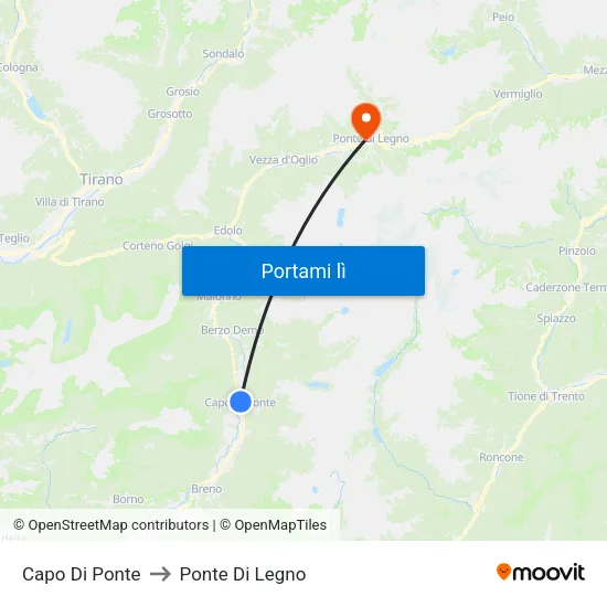 Capo Di Ponte to Ponte Di Legno map