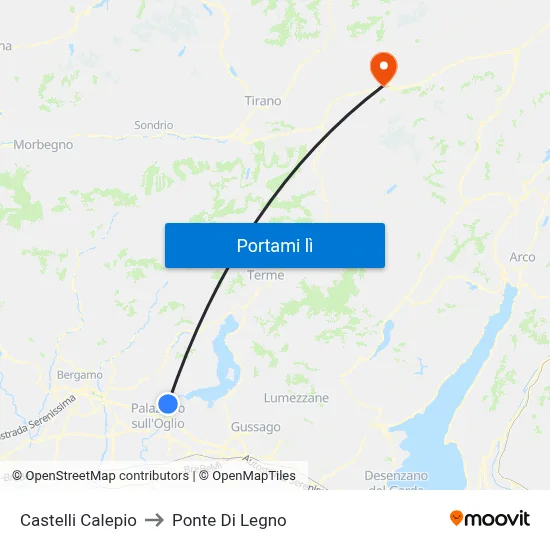 Castelli Calepio to Ponte Di Legno map