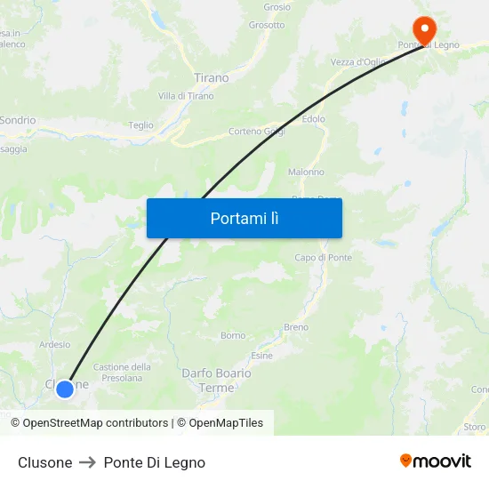 Clusone to Ponte Di Legno map