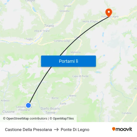 Castione Della Presolana to Ponte Di Legno map