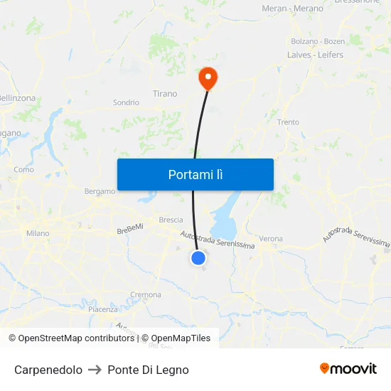 Carpenedolo to Ponte Di Legno map