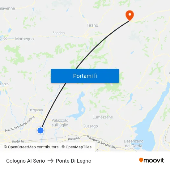 Cologno Al Serio to Ponte Di Legno map