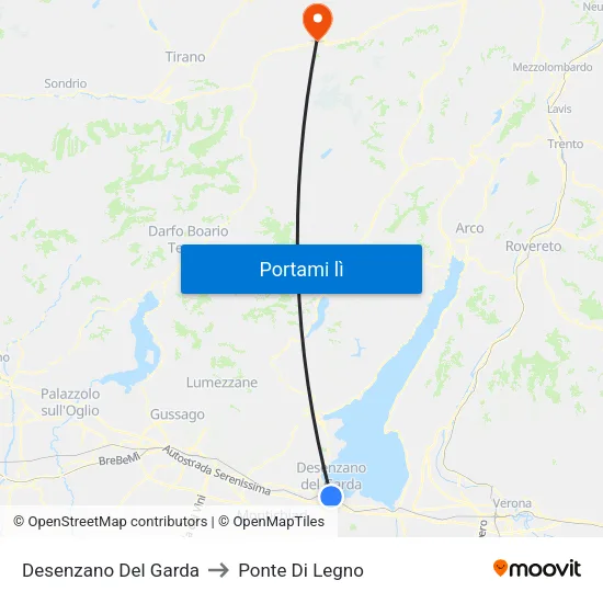 Desenzano Del Garda to Ponte Di Legno map