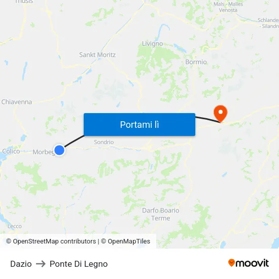 Dazio to Ponte Di Legno map