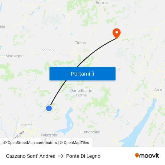 Cazzano Sant' Andrea to Ponte Di Legno map
