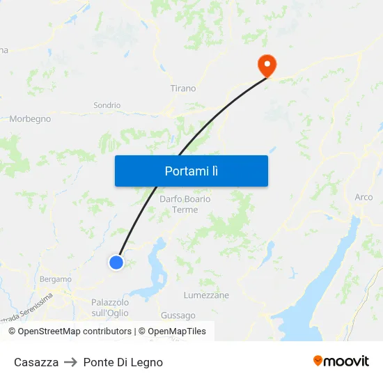 Casazza to Ponte Di Legno map