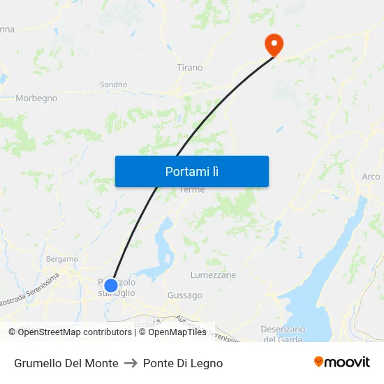 Grumello Del Monte to Ponte Di Legno map