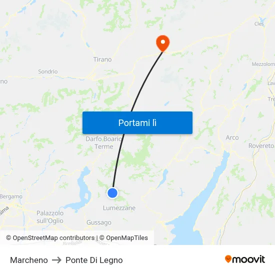 Marcheno to Ponte Di Legno map