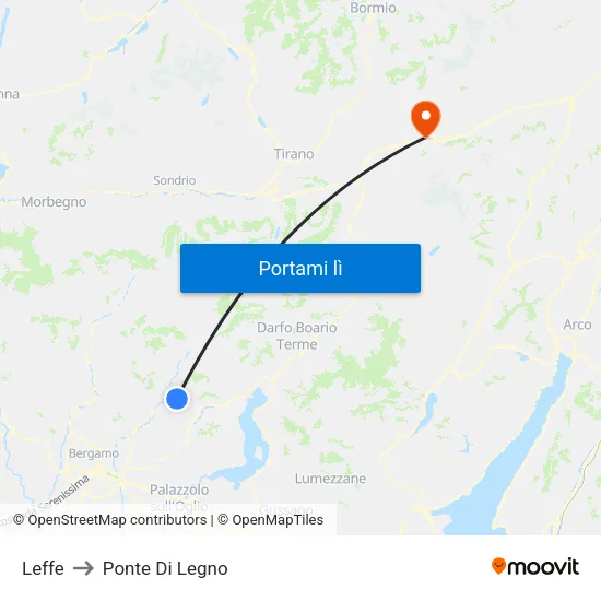 Leffe to Ponte Di Legno map