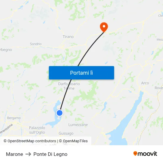 Marone to Ponte Di Legno map