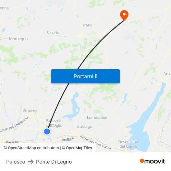 Palosco to Ponte Di Legno map