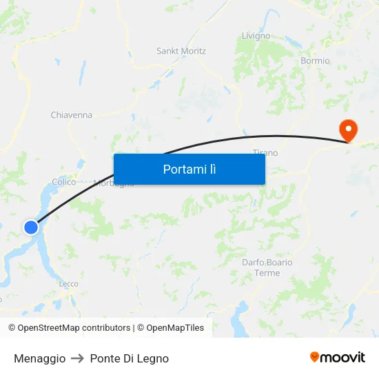 Menaggio to Ponte Di Legno map