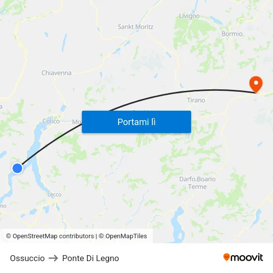 Ossuccio to Ponte Di Legno map