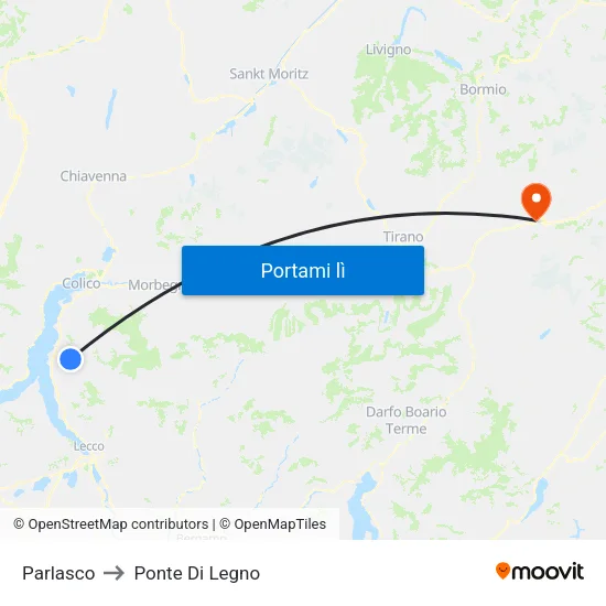 Parlasco to Ponte Di Legno map