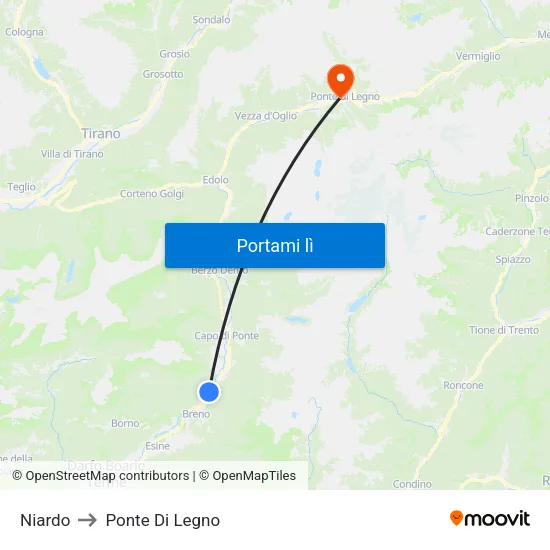 Niardo to Ponte Di Legno map
