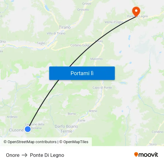 Onore to Ponte Di Legno map