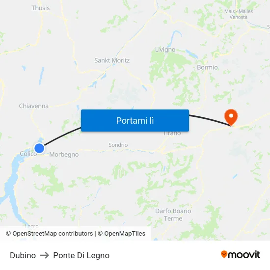 Dubino to Ponte Di Legno map