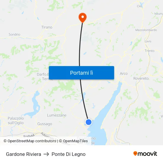 Gardone Riviera to Ponte Di Legno map