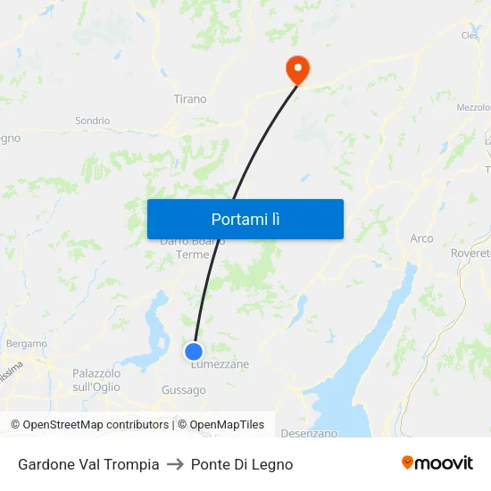 Gardone Val Trompia to Ponte Di Legno map
