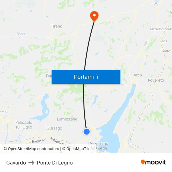 Gavardo to Ponte Di Legno map