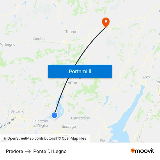 Predore to Ponte Di Legno map