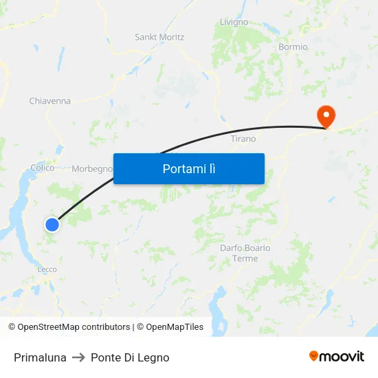 Primaluna to Ponte Di Legno map