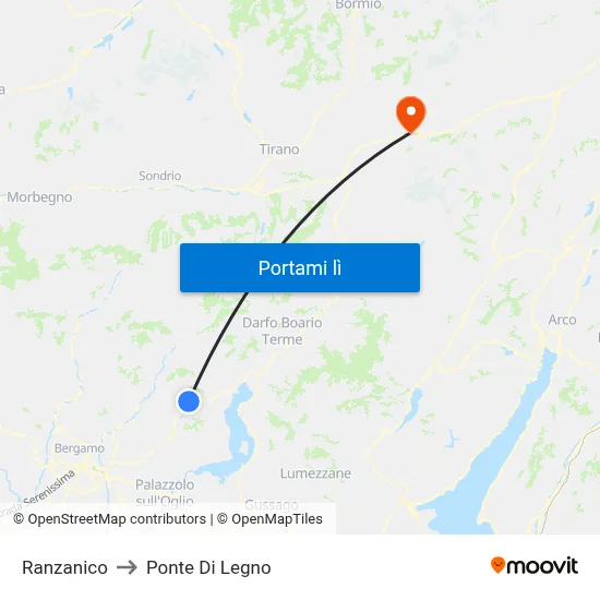 Ranzanico to Ponte Di Legno map