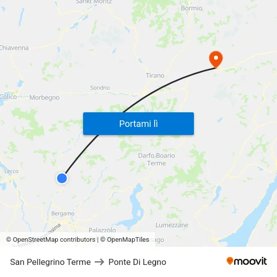 San Pellegrino Terme to Ponte Di Legno map