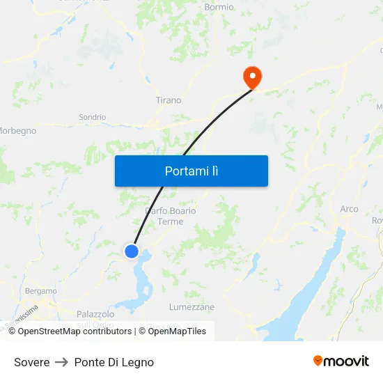 Sovere to Ponte Di Legno map