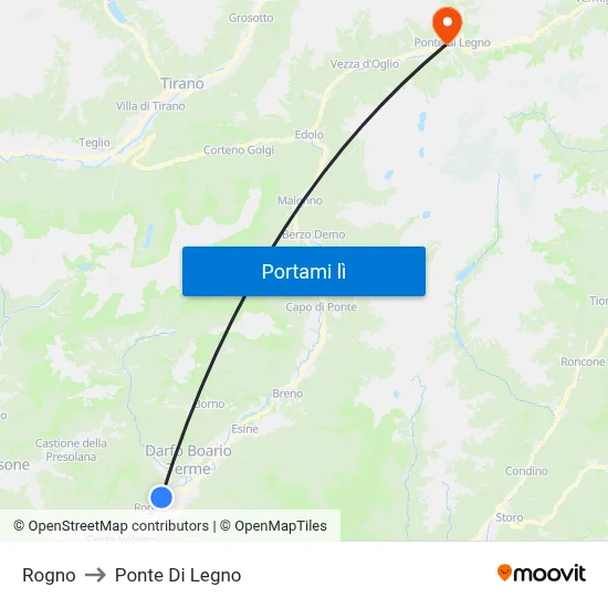 Rogno to Ponte Di Legno map