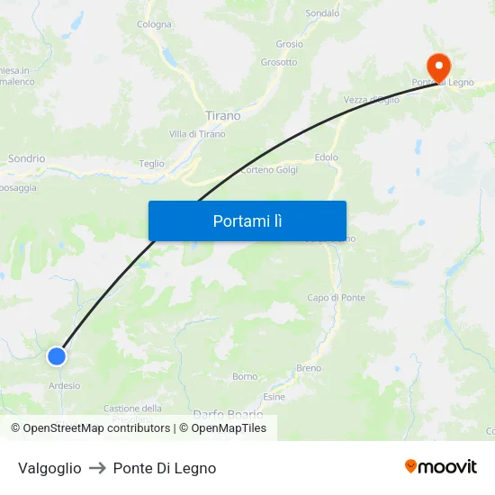 Valgoglio to Ponte Di Legno map
