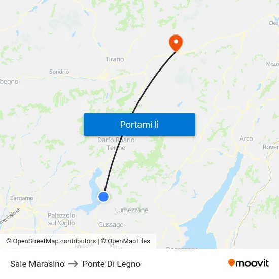 Sale Marasino to Ponte Di Legno map