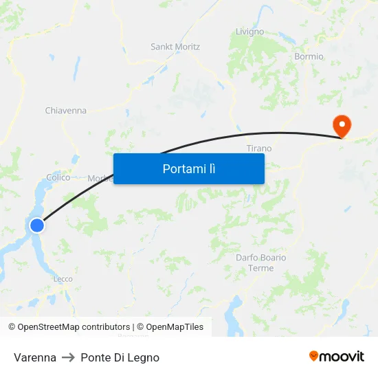Varenna to Ponte Di Legno map