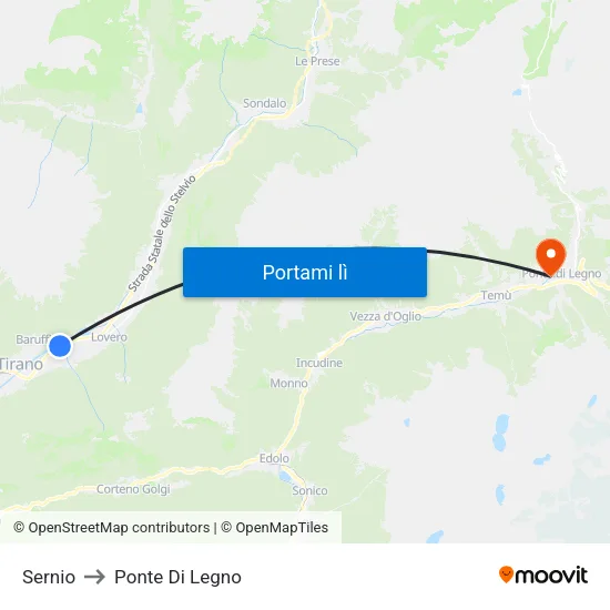 Sernio to Ponte Di Legno map