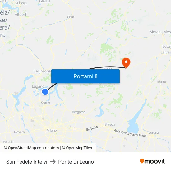 San Fedele Intelvi to Ponte Di Legno map
