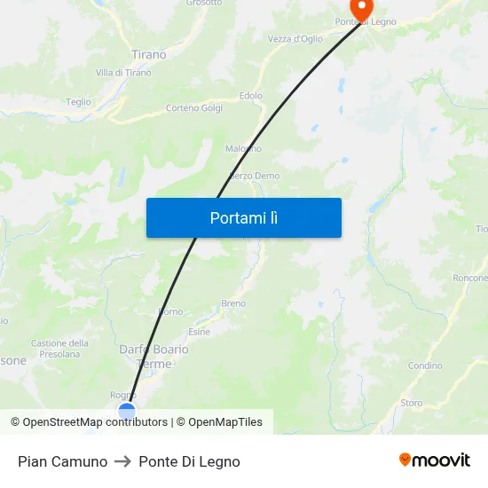 Pian Camuno to Ponte Di Legno map