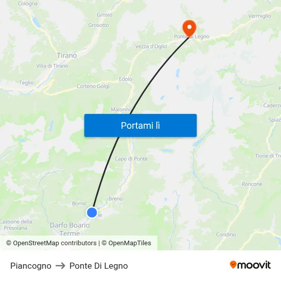 Piancogno to Ponte Di Legno map