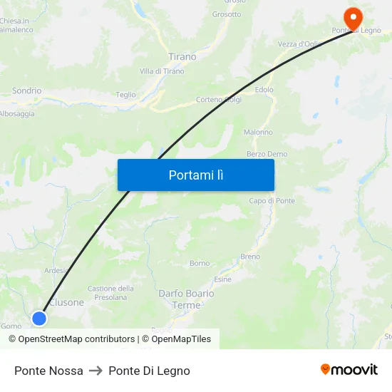Ponte Nossa to Ponte Di Legno map