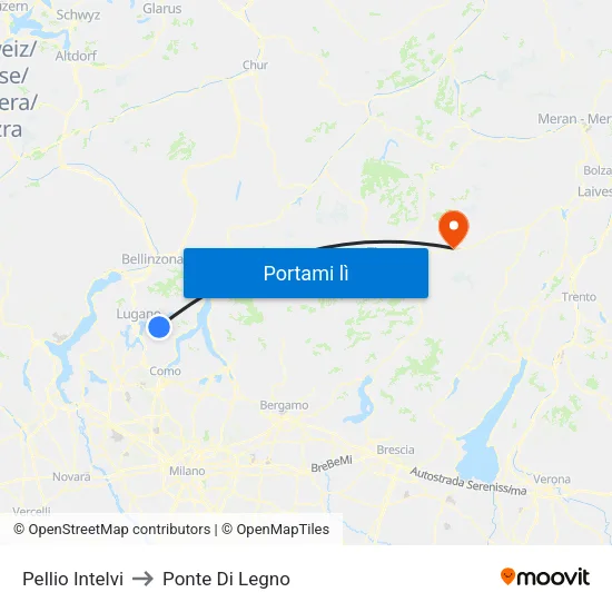 Pellio Intelvi to Ponte Di Legno map